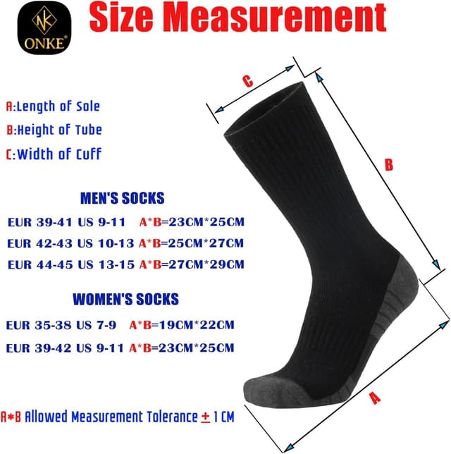 Detalle de ONKE Max Full Cushion Crew Socks for Steel Toe Work Boots — Moisture Wicking, Odor Control, Reinforced Toe & Heel (Men’s Sizes 9–15)