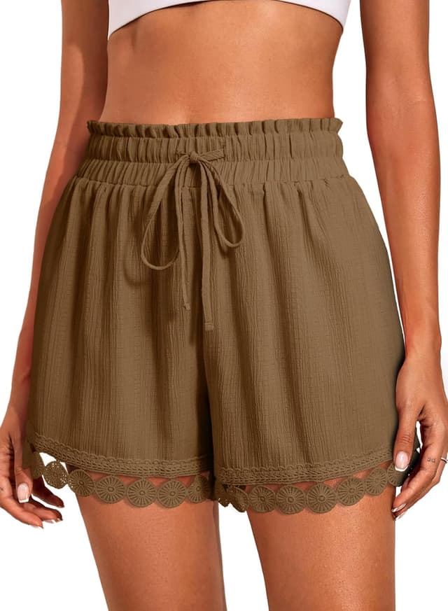 Detalle de Dokotoo Women’s Summer Lace Boho Beach Cover-Up Shorts (Elastic Waist Drawstring)