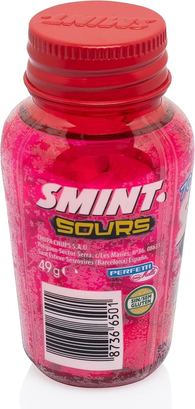 Detalle de Smint Sours Fresa 🍬 Caramelo Sin Azúcar, 6 Unidades