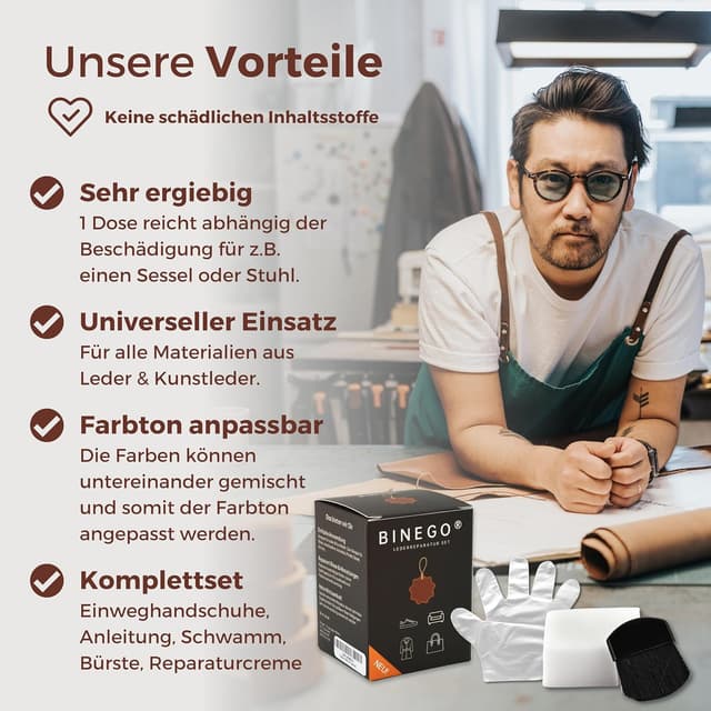 Detalle 1 de Binego Lederreparaturset Schwarz