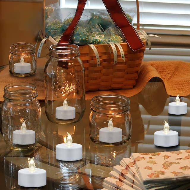 Detalle de Battery Operated Tea Lights Candles 50 Pack Flameless Flickering Tealights (Warm White)