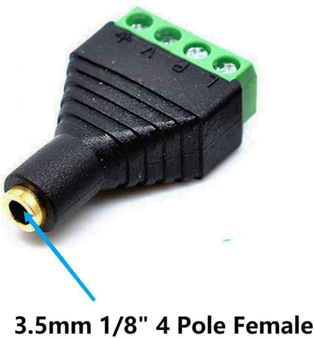 Detalle de SHANFEILU 3,5-mm TRRS-Adapter (4-polige Buchse) auf 4-Schrauben-Terminal – lötfrei, 2 Stück