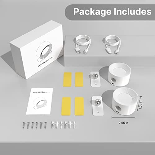 Thumbnail 6 de Mexllex Lámpara de Pared LED 2 uds con giro 360° y carga USB (3 modos de color, 3 niveles de brillo)