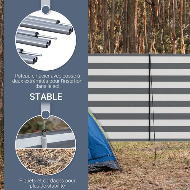 Detalle 2 de Outsunny Paravent brise-vent de camping pliable 540 x 150 cm (gris et blanc)