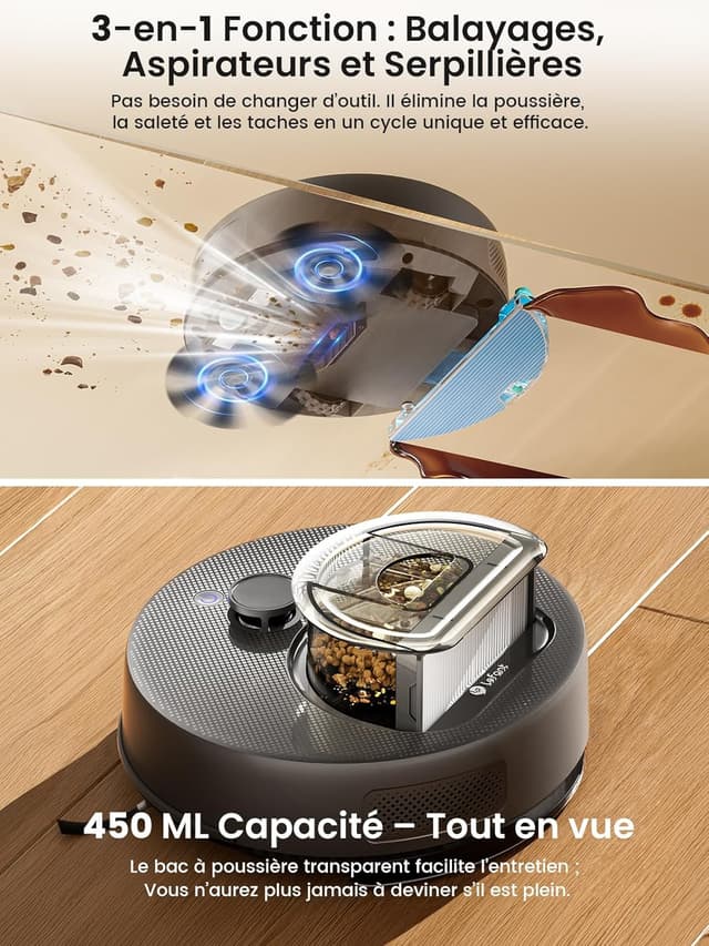 Thumbnail 6 de Lefant M330 Plus Robot aspirateur laveur 3-en-1 5000 Pa, LiDAR, Freemove 2.0