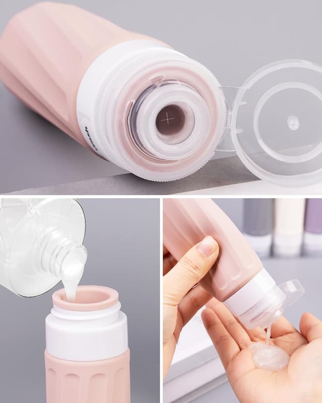 Detalle de Mrsdry Travel Bottles for Toiletries (8-Pack TSA-Approved 3oz/1oz) with Clear Travel Essentials Bag