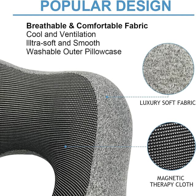 Detalle de DAWNTREES 2-Pack Memory Foam Neck Pillows for Travel (Compact, Adjustable Rope Lock)