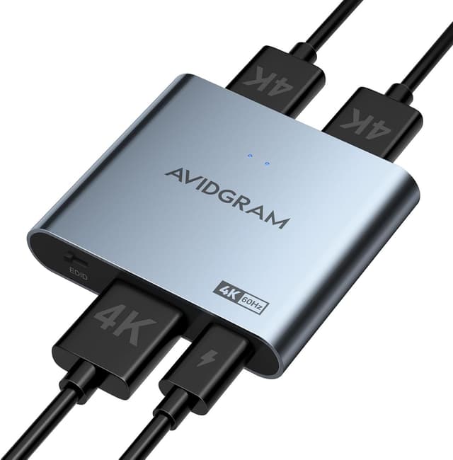 Detalle de HDMI-Splitter 1×2 (1 In / 2 Out) 4K 60 Hz 4:4:4, AVIDGRAM 2.0 mit Downscaler und Auto-/Copy-/Auto-Mode Unterstützung