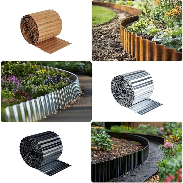 Detalle de Corrugated Metal garden edging wave roll 16cm