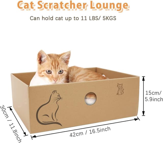 Detalle de MUAEEOK Cat Scratching Board with Box (5 reversible scratch pads) for up to 5kg cats