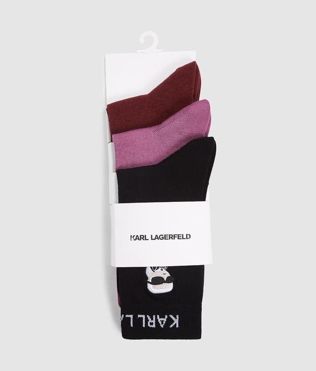 Detalle 2 de Karl Lagerfeld Ikon Sock – lot de 3 chaussettes mi-longues pour femmes (35-38) multicolores