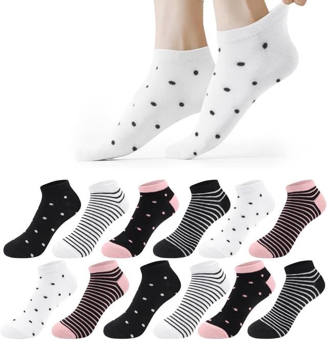 Thumbnail 6 de Libella 12 paia di calzini donna corti in cotone (35-38 o 39-42) sportivi colorati con strisce e pois
