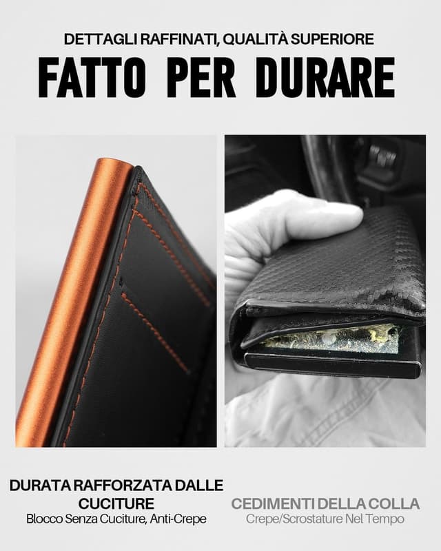 Detalle de MYSHION Portafoglio Pop-Up da Uomo con tasca monete e protezione RFID (trifold con finestra ID)