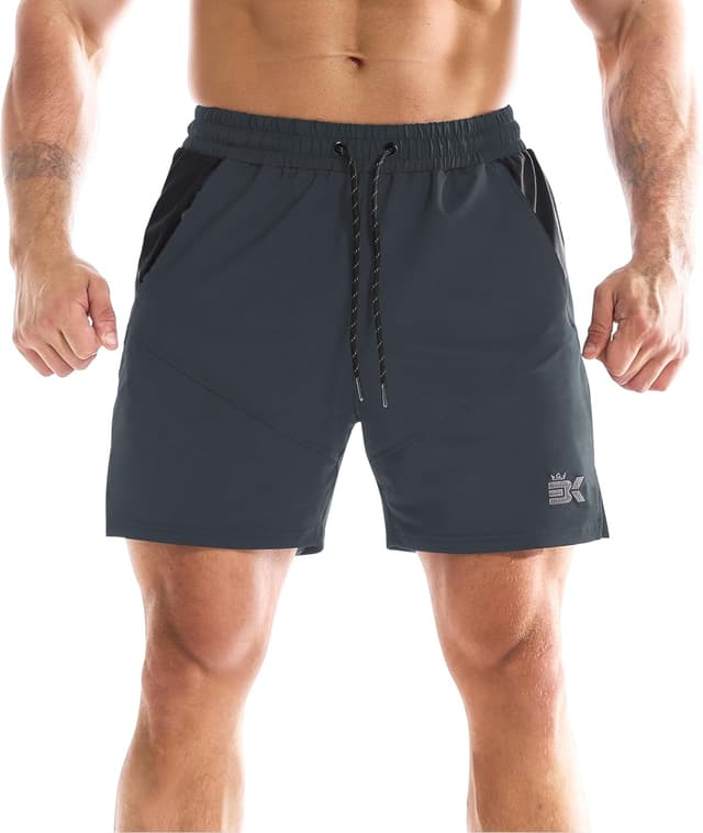 Detalle de BROKIG men’s Dry Gym Shorts (5 inch) with mesh pockets for running, tennis and football workouts