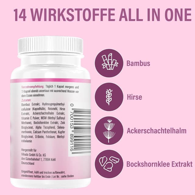 Detalle 1 de Haar Vitamine 2.0 von Vihado mit Biotin