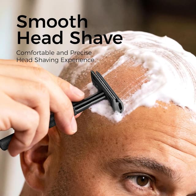 Detalle de ZOMCHI Rasoir de sécurité homme noir avec 5 lames double tranchant (zéro déchet)