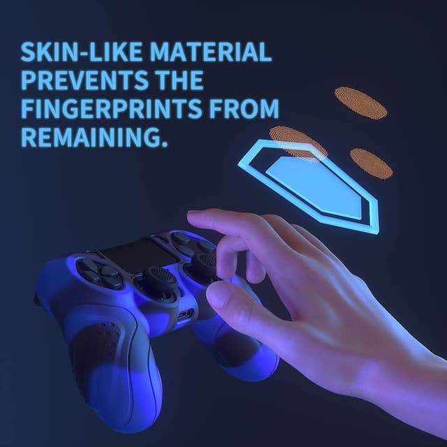 Detalle 2 de playvital Guardian Edition ergonomic silicone case cover with anti-slip grip for PS4 Slim/Pro controller – Blue & Black