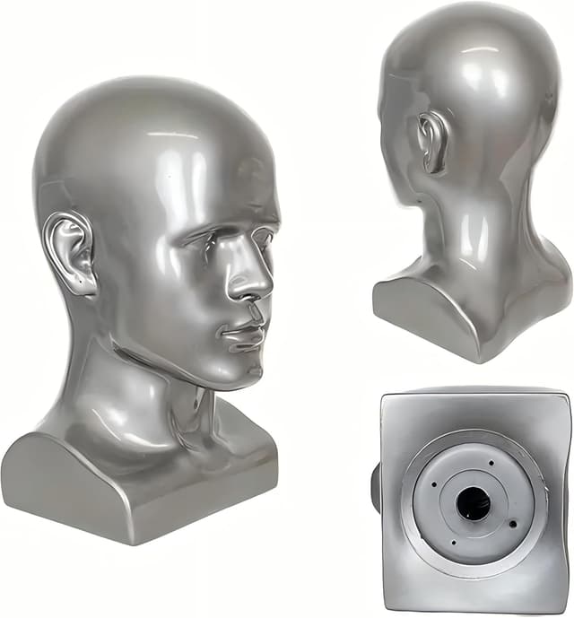 Detalle de Tcwuzick male mannequin head display stand (blue) for wigs, hats, jewellery & more
