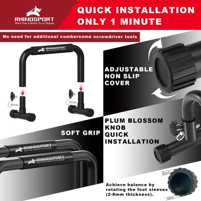 Detalle 2 de RHINOSPORT Parallettes Dip Bars für 300 kg