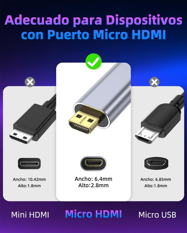 Thumbnail 6 de ZEENVIC Cable Micro HDMI a HDMI 2m 4K