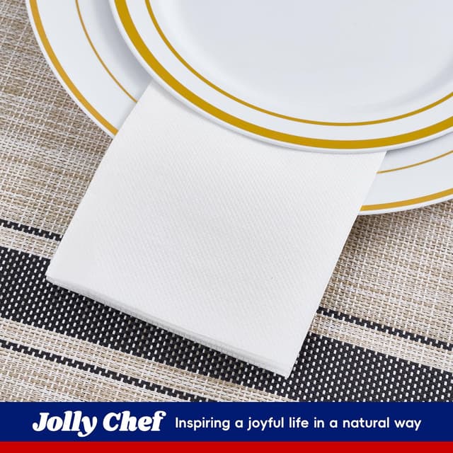Detalle 2 de JOLLY CHEF 400-Pack Disposable Paper Napkins (2-Ply) for Parties & Guests