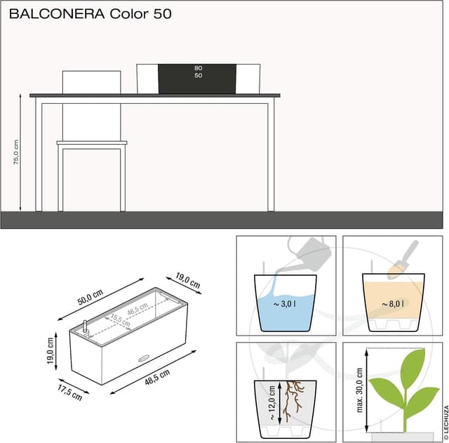 Thumbnail 3 de LECHUZA BALCONERA 50 grigio ardesia