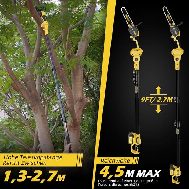 Detalle 2 de TROOZY Mini tronçonneuse sur perche 2-en-1 21V 6 pouces