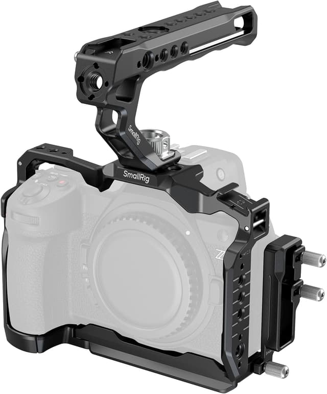Detalle de SMALLRIG Kit de cage pour Nikon Z6III avec poignée supérieure, serre-câble et plaque Arca 4520