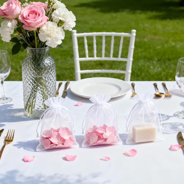 Thumbnail 6 de G2PLUS White Organza Gift Pouches (10x15 cm) – 100 Pack Wedding & Jewellery Favour Bags