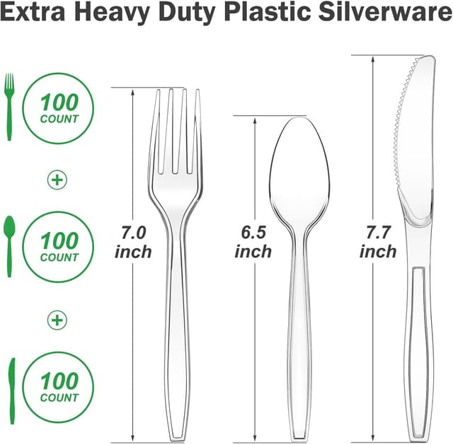 Thumbnail 1 de Dealusy 300 Count Extra Heavy Duty Plastic Cutlery