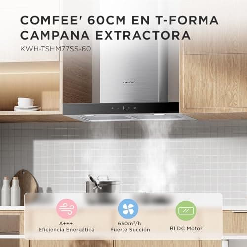 Detalle 2 de Campana extractora Comfee TSHM77SS-60 de 60 cm (clase A+++), 650 m³/h y control por gestos