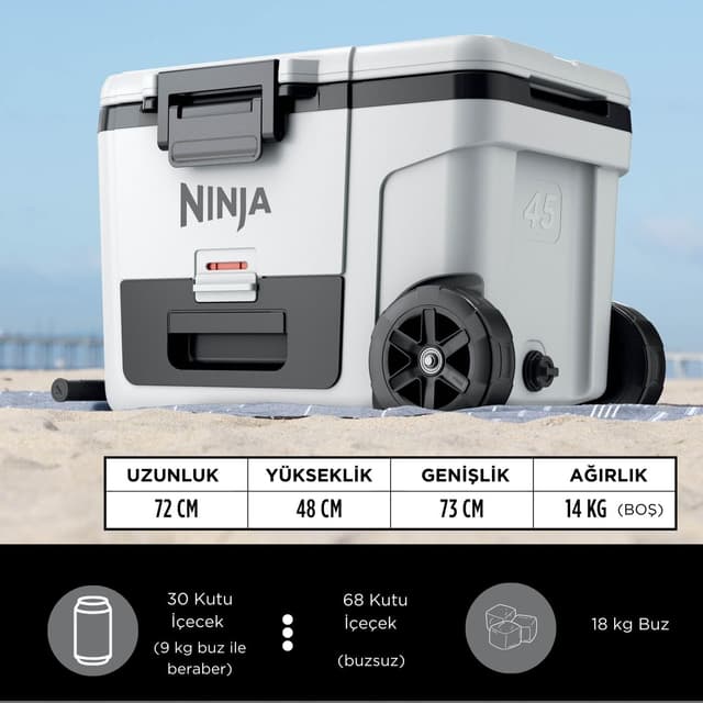 Detalle de Ninja FrostVault FB245EUWH glacière isotherme 42 L avec roues et Dry Zone (blanc nuage)