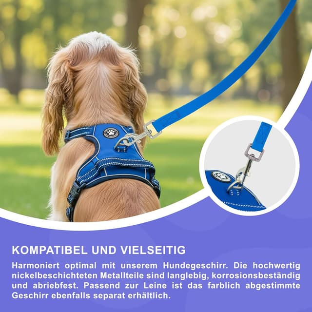 Detalle de Reichstadt Pets guinzaglio robusto in PVC per cani impermeabile con moschettone inox girevole 360° Blue, 5 m