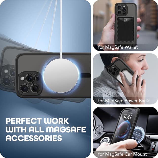 Detalle 2 de TIESZEN iPhone 15 Pro Max Case with MagSafe + Privacy Screen Protector (6.7-inch), Black