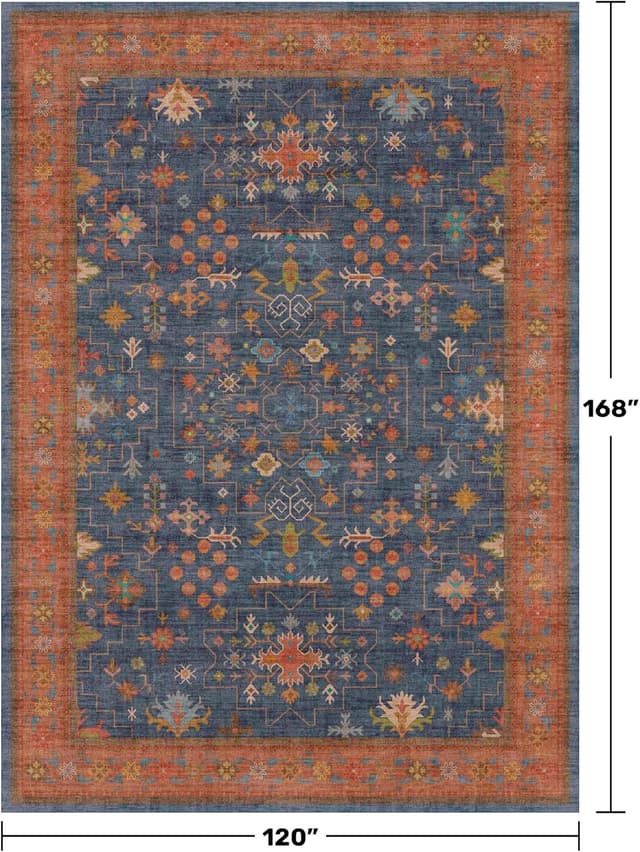Detalle 2 de Hazo Haus Oversized Floral Rug 10x14 in Navy