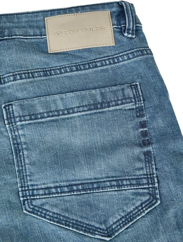 Detalle 2 de TOM TAILOR Herren Stretch-Jeans Straight Fit Marvin (Marvi) – Denim Blau/Schwarz, Größen 30–42