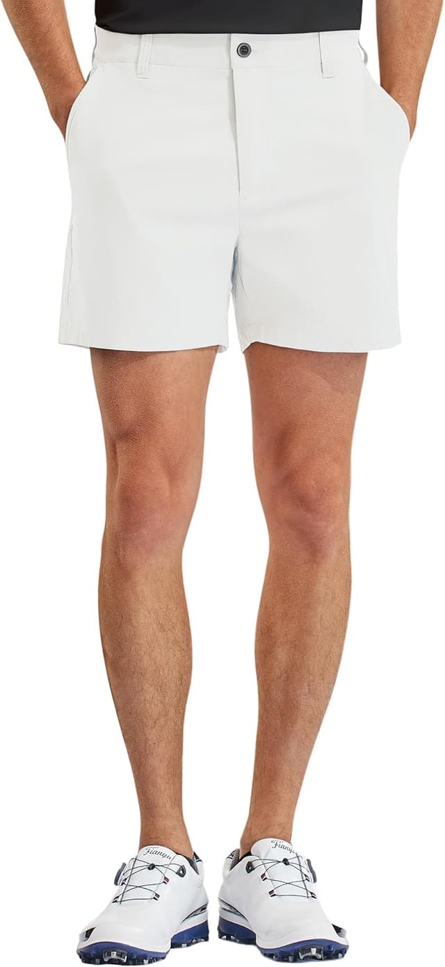 Detalle de PULI Golf Shorts for Men (Relaxed Fit) — Stretch, Quick-Dry, Lightweight Waterproof 5-Inch Inseam