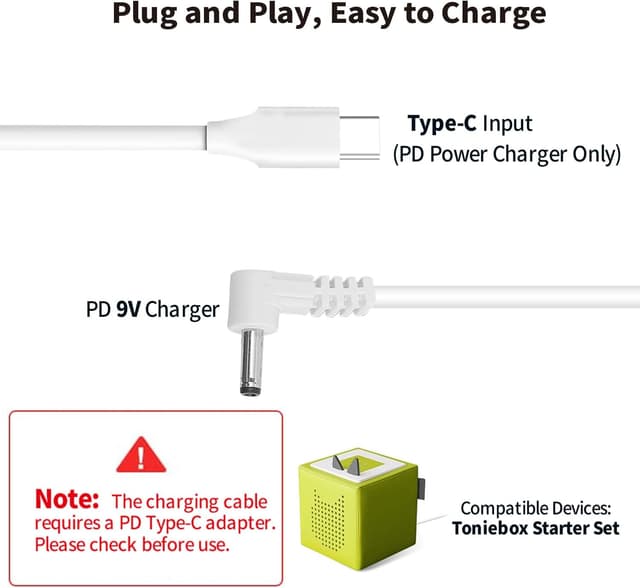 Detalle de 9V Ladegerät Toniebox mit USB-C Kabel 1 m