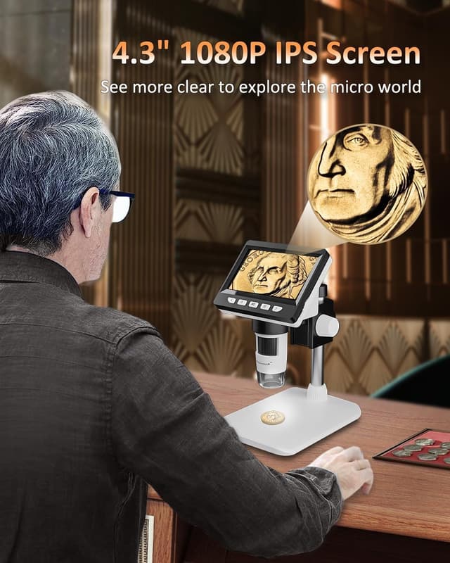 Thumbnail 1 de Aopick 4.3 Inch Coin Microscope 50X-1000X 🔬