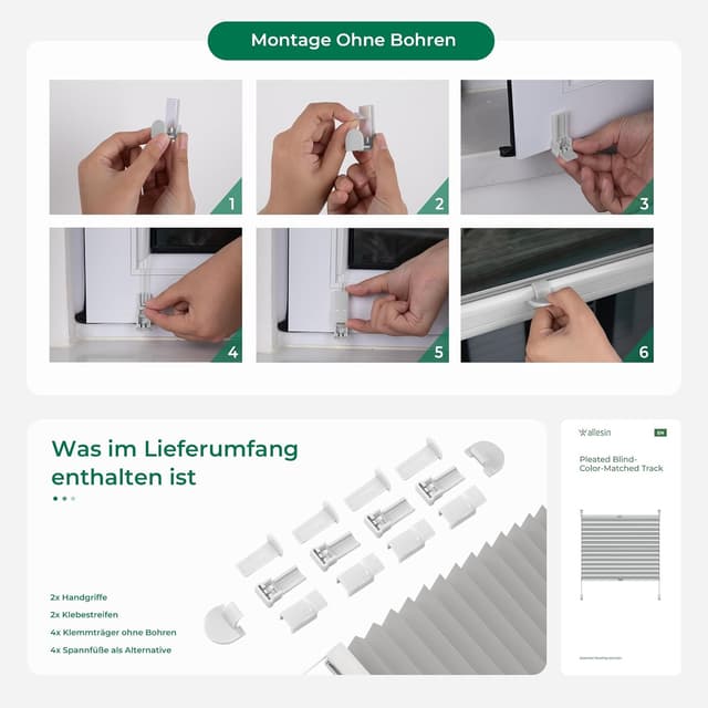 Thumbnail 5 de Allesin Plissee Klemmfix 70x210 cm 🪟