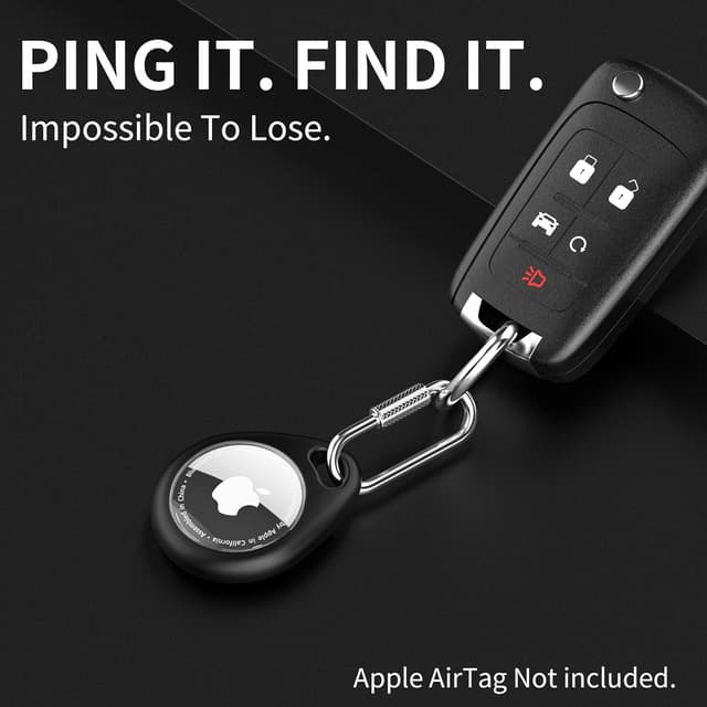 Detalle de Air Tag Holder Keychain TPU Case + Metal Carabiner (4-Pack) for Apple Air Tag 1st/2nd Gen