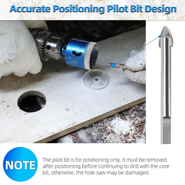 Detalle 2 de NICAVKIT 30 mm Diamant-Lochsäge mit 2 Zentrierbohrern für Fliesen & Keramik