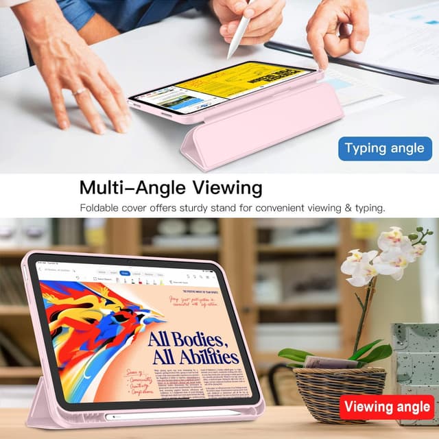 Detalle de iMieet iPad (A16) Case for 11-inch 2025 & iPad 10th Gen (10.9-inch 2022) with Pencil Holder, Auto Wake/Sleep (Pink)