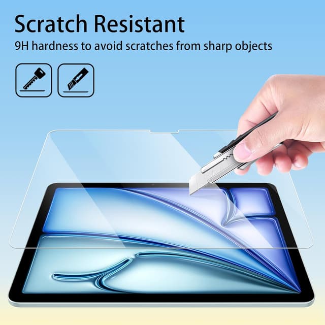 Detalle de 4youquality 2-Pack 9H Tempered Glass Screen Protectors for iPad Air 11-inch (A2902/A2903/A2904)