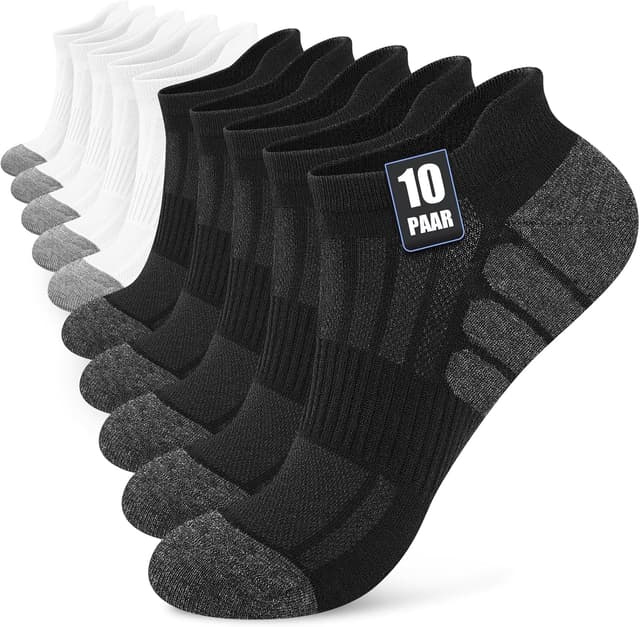 Detalle de Stoeury 10/20 Paar Sneaker-Socken mit atmungsaktivem Mesh & Fußgewölbestütze (Herren & Damen)