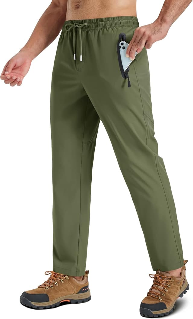 Detalle de TACVASEN Men’s Hiking Trousers – Quick-dry, Lightweight Walk/Run Trousers with Zip Pockets