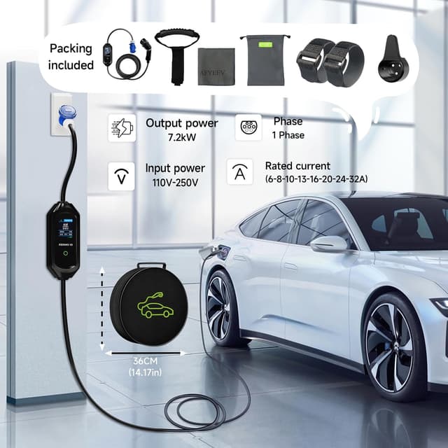 Thumbnail 6 de Cavo di ricarica auto elettrica Tipo 2 Schuko AFYEEV (IEC 62196-2) con borsa, 6 m, 6/8/10/13/16/20/24/32A fino a 7,2 kW