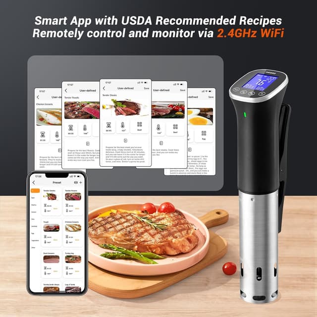 Thumbnail 4 de INKBIRD WiFi Sous Vide Cooker ISV-300W (1000W) with 14 Preset Recipes, Timer & IPX7 Waterproof Circulator