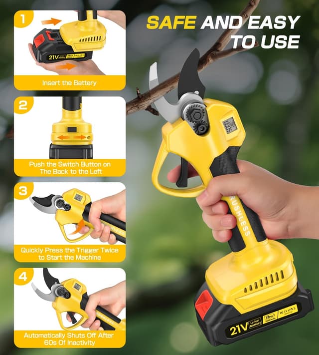 Thumbnail 6 de POIFL Forbici Potatura a Batteria 1000W, 35 mm (SK-7 Lama) con display e 2 batterie 2000 mAh 21V