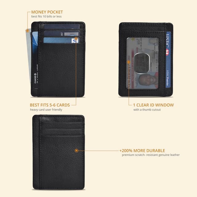 Detalle 2 de Real Leather Slim Minimalist Wallet 4-pocket